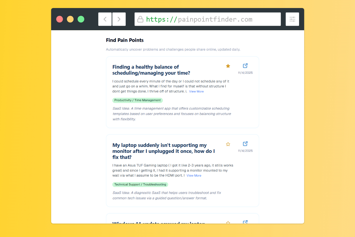 Find real problems people mention online - Problem exploration